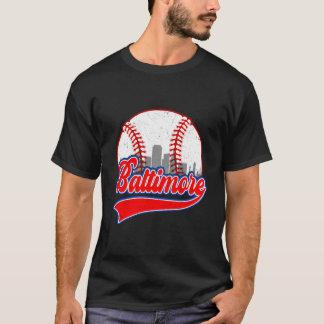 ボルチモアの都市景観と野球 Tシャツ