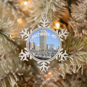 ボルチモアのInner Harbor World Trade Centerの写真 スノーフレークピューターオーナメント