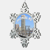 ボルチモアのInner Harbor World Trade Centerの写真 スノーフレークピューターオーナメント (右)