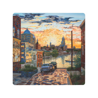 ボルチモアシティステンドグラスデザインメタルウォールアート メタルプリント