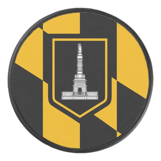 ボルチモア国旗と愛国的なホッケーパック。 アイスホッケーパック (正面)