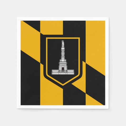 ボルチモア国旗を持つ愛国的な紙のナプキン スタンダードカクテルナプキン (正面)