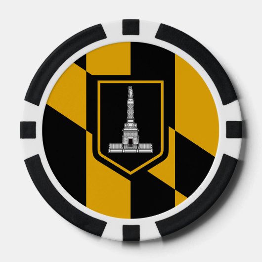 ボルチモア国旗を掲げた愛国的なトランプのポーカーチップ ポーカーチップ (正面)