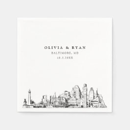 ボルチモア結婚のミニマル紙カクテルナプキン スタンダードカクテルナプキン