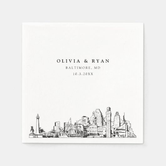 ボルチモア結婚のミニマル紙カクテルナプキン スタンダードカクテルナプキン (正面)