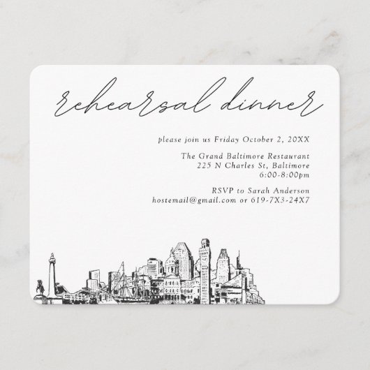 ボルチモア結婚のリハエレガントーサルエンクロージャカード エンクロージャーカード (正面)