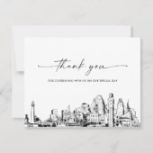 ボルチモア結婚スカイラインの写真サンキューカード 招待状 (正面)