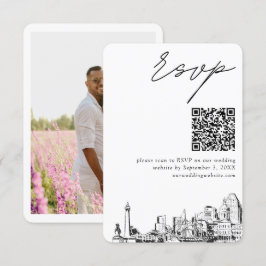 ボルチモア結婚式RSVP QRコードスモール エンクロージャーカード