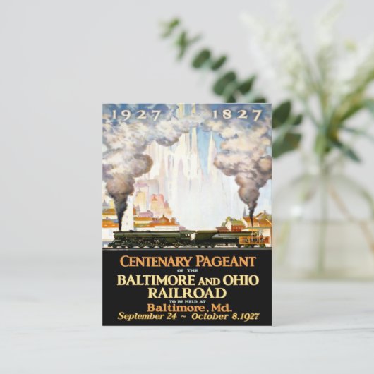 ボルチモア鉄道ポストのヴィンテージ旅行ポスター ポストカード (スタンド正面)