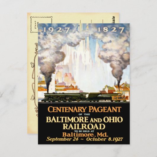 ボルチモア鉄道ポストのヴィンテージ旅行ポスター ポストカード (正面/裏面)