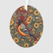 ボルチモア・オリオールの鳥と黒い目のスーザンの花 オーナメント (正面)