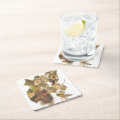 ボルチモア・オリオール・オードボンバードファミリーと巣 スクエアペーパーコースター (インサイチュ)