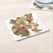 ボルチモア・オリオール・オードボンバードファミリーと巣 スクエアペーパーコースター (アングル)