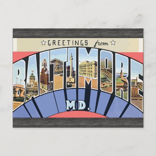 ボルチモア・メッド氏からの挨拶，ヴィンテージ ポストカード (正面)