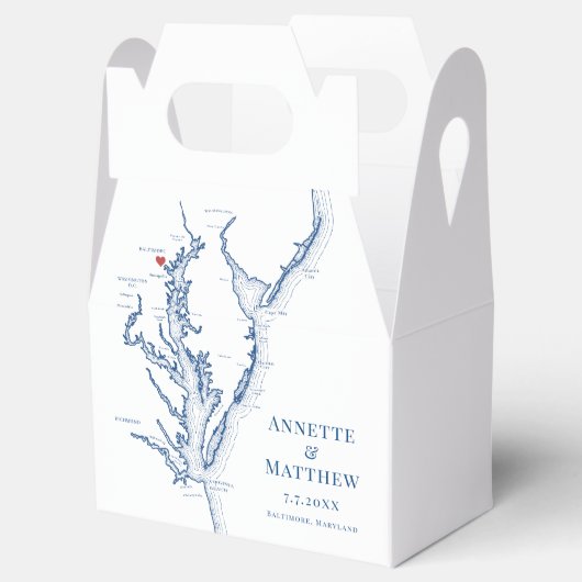 ボルチモア・メリーランドの地図エレガントな結婚式 フェイバーボックス (オープン)