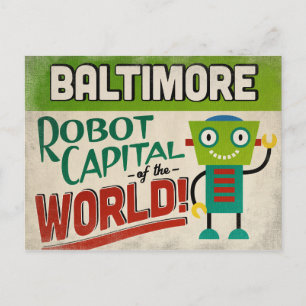 ボルチモア・メリーランド州ロボットおもしろい- ヴィンテージ ポストカード