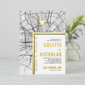 ボルチモア・ラブロケータ |シティテーマ結婚の 箔招待状 (立ち正面)