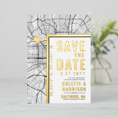 ボルチモア・ラブロケータ |結婚式の日付の保存 箔招待状 (立ち正面)