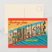 ボルチモアMDからのヴィンテージな挨拶 ポストカード (正面/裏面)