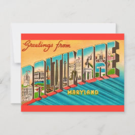 ボルチモアMDからのヴィンテージな挨拶 ポストカード