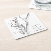 ボルチモメリーランドエレガント白黒結婚ズ スクエアペーパーコースター (アングル)