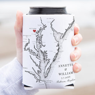 ボルチモメリーランドエレガント白黒結婚ズ 缶クーラー