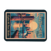 ボルチモメリーランドスカイライントラベルアートヴィンテージ マグネット (横)