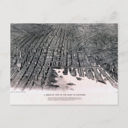 ボルチモメリーランドヴィンテージマップ1911復元 ポストカード (正面)