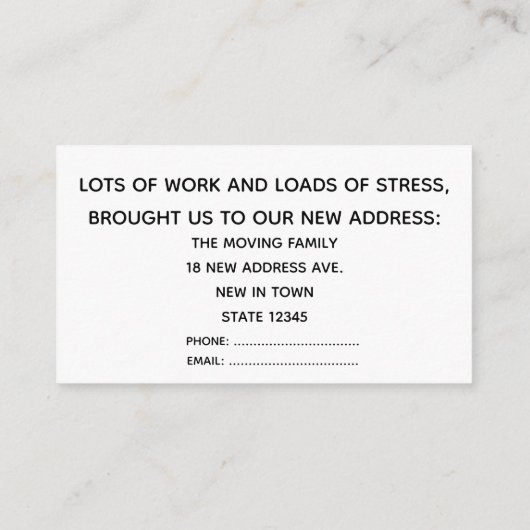 ボルチモメリーランド引っ越しました新しい住所カード エンクロージャーカード (裏面)