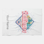 ボルチモメリーランド統一された州スカイラインヴィンテージ キッチンタオル (横)