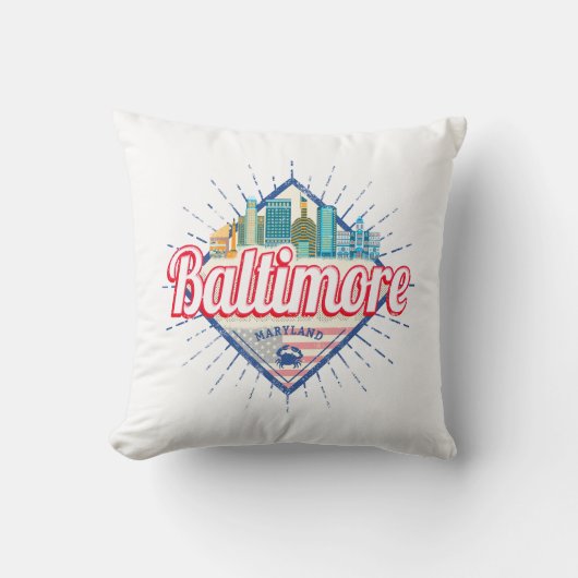 ボルチモメリーランド統一された州スカイラインヴィンテージ クッション (正面)