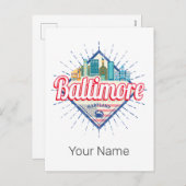 ボルチモメリーランド統一された州スカイラインヴィンテージ シーズンポストカード (正面/裏面)