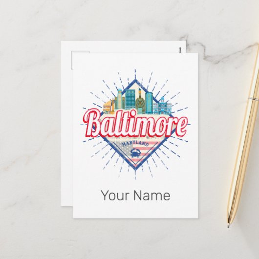 ボルチモメリーランド統一された州スカイラインヴィンテージ シーズンポストカード (正面/裏面インサイチュ)
