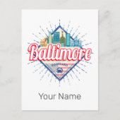 ボルチモメリーランド統一された州スカイラインヴィンテージ シーズンポストカード (正面)