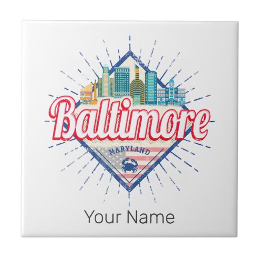 ボルチモメリーランド統一された州スカイラインヴィンテージ タイル (正面)
