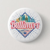 ボルチモメリーランド統一された州スカイラインヴィンテージ 缶バッジ (正面)