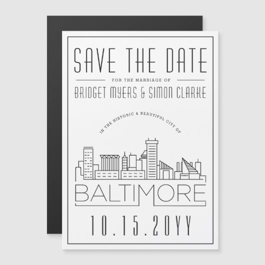ボルチモ結婚ア |スタイル設定されたスカイライン日付を保存 (正面/裏面)