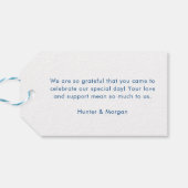 ボルティミニマルモアモダンネイビー結婚ブルー歓迎 ギフトタグ (裏面横)