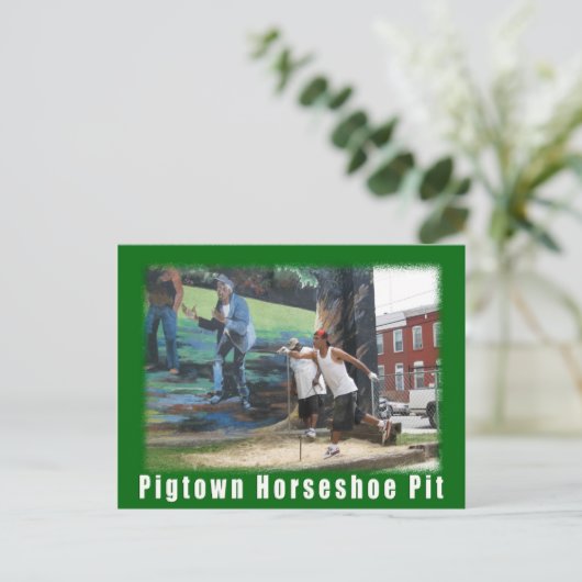 ボルティモアの緑の宇宙のPigtownの馬は郵便はがきに蹄鉄を打ちます ポストカード (スタンド正面)