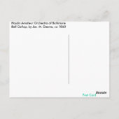 ボルティモアのHaydnのアマチュアオーケストラ ポストカード (裏面)