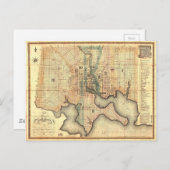 ボルティモアメリーランドの地図(1822年)の都市の計画 ポストカード (正面/裏面)