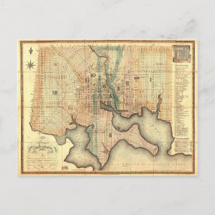 ボルティモアメリーランドの地図(1822年)の都市の計画 ポストカード