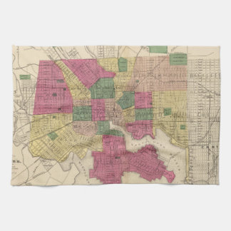 ボルティモア(1873年)のヴィンテージの地図 キッチンタオル