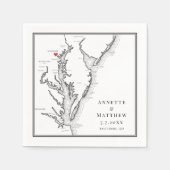 ボルティモメリーランドエレガント地図白黒結婚ズ スタンダードカクテルナプキン (正面)