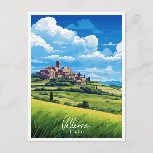 ボルテライタリアヴィンテージ旅行イラストレーション ポストカード (正面)