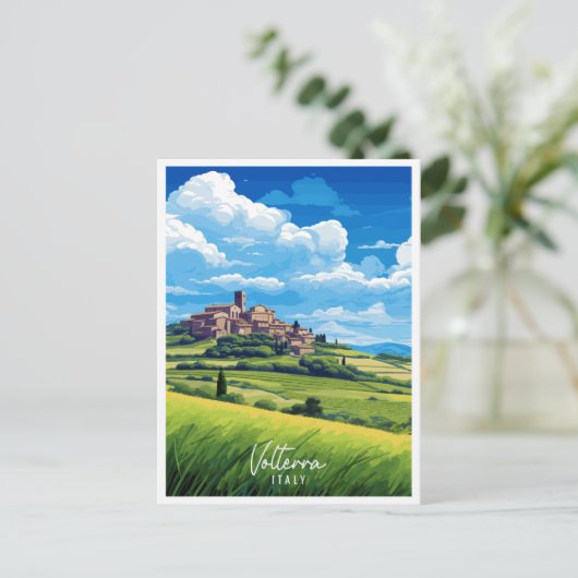 ボルテライタリアヴィンテージ旅行イラストレーション ポストカード (スタンド正面)