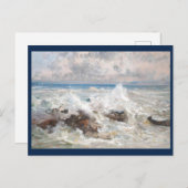 ボルディゲーラの岩に波が押し寄せる ポストカード (正面/裏面)