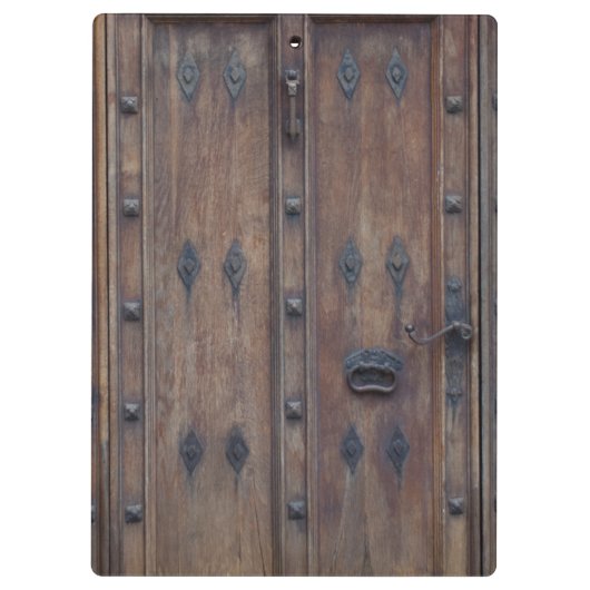 ボルトが付いている古くスペインのな木のドア クリップボード (裏面)