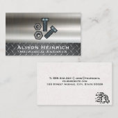 ボルトとナット | メタリック背景 | スチールプレート 名刺 (正面/裏面)