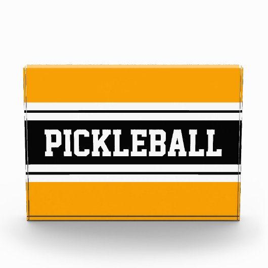 ボルトイエロー白黒ピックボールストライプレース フォトブロック (正面)